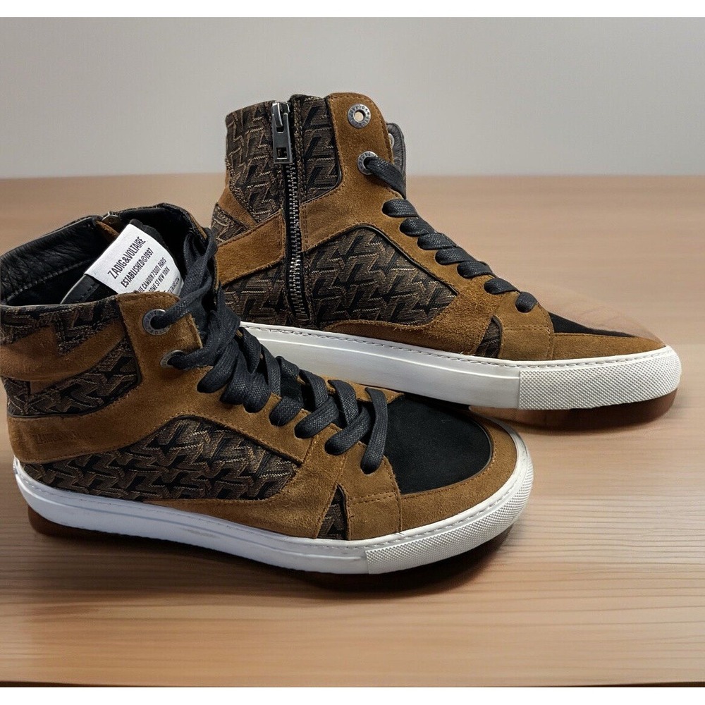 Zadig Voltaire High Flash Glitter Sneakers Sz 39 Leather Sz 8.5